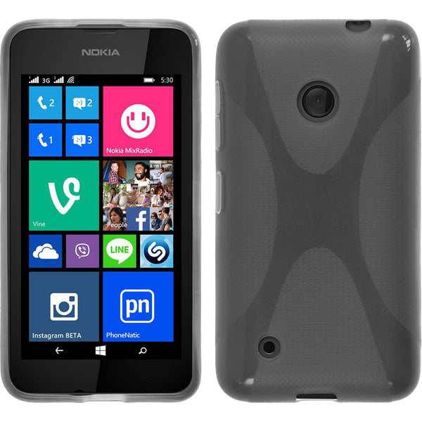 PhoneNatic Case kompatibel mit  Nokia Lumia 530 - grau Silikon Hülle X-Style Cover