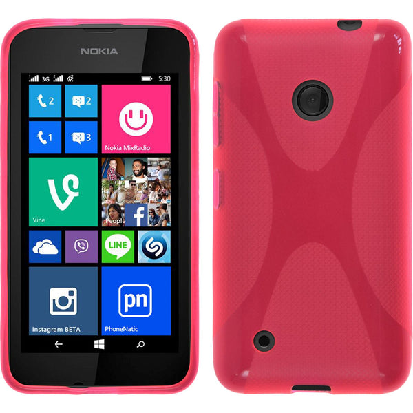 PhoneNatic Case kompatibel mit  Nokia Lumia 530 - pink Silikon Hülle X-Style Cover