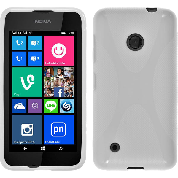 PhoneNatic Case kompatibel mit  Nokia Lumia 530 - weiﬂ Silikon Hülle X-Style Cover