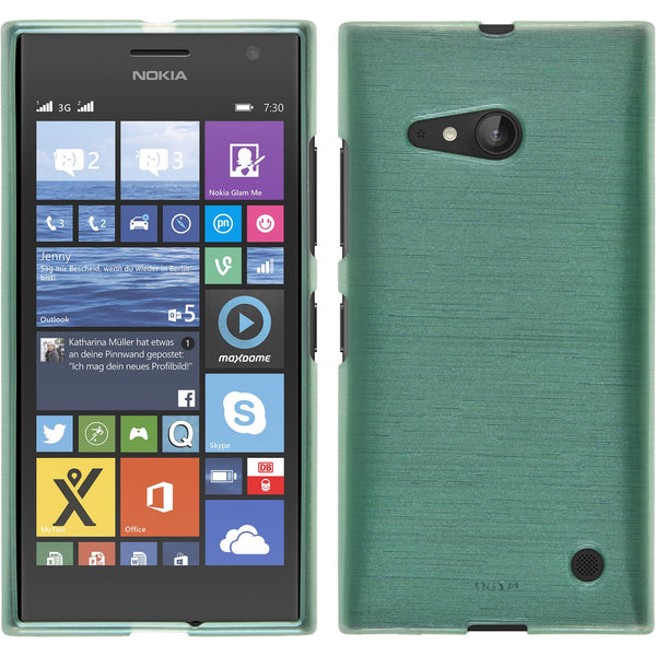 PhoneNatic Case kompatibel mit  Nokia Lumia 730 - grün Silikon Hülle brushed + 2 Schutzfolien