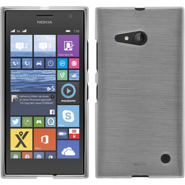 PhoneNatic Case kompatibel mit  Nokia Lumia 730 - weiﬂ Silikon Hülle brushed + 2 Schutzfolien