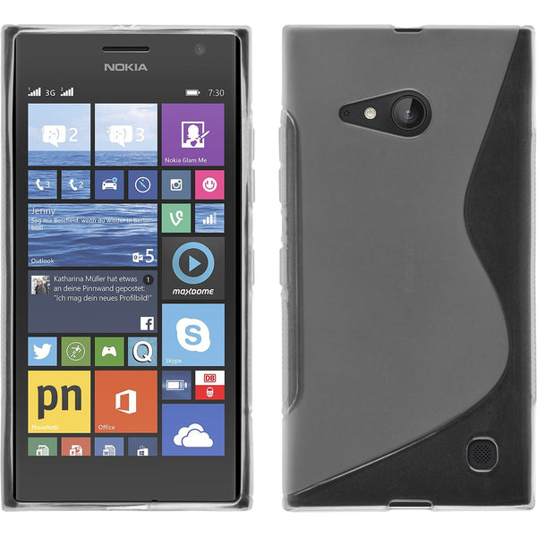 PhoneNatic Case kompatibel mit  Nokia Lumia 730 - clear Silikon Hülle S-Style + 2 Schutzfolien