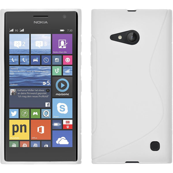 PhoneNatic Case kompatibel mit  Nokia Lumia 730 - weiß Silikon Hülle S-Style + 2 Schutzfolien