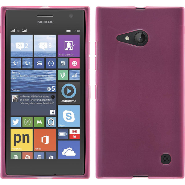 PhoneNatic Case kompatibel mit  Nokia Lumia 730 - rosa Silikon Hülle transparent + 2 Schutzfolien