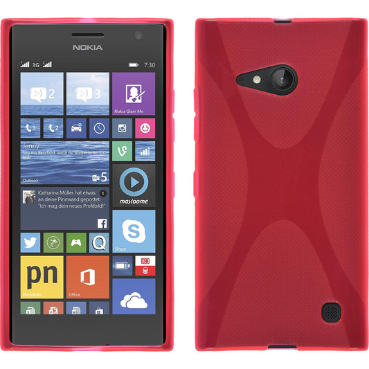 PhoneNatic Case kompatibel mit  Nokia Lumia 730 - pink Silikon Hülle X-Style + 2 Schutzfolien