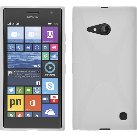 PhoneNatic Case kompatibel mit  Nokia Lumia 730 - weiﬂ Silikon Hülle X-Style + 2 Schutzfolien