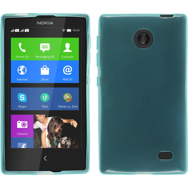 PhoneNatic Case kompatibel mit  Nokia X / X+ - türkis Silikon Hülle transparent + 2 Schutzfolien