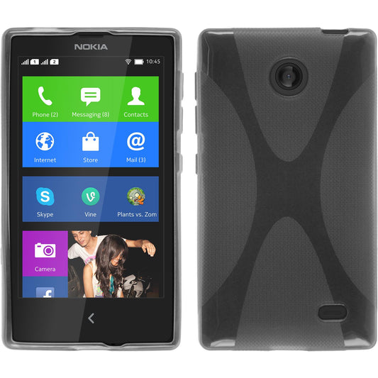 PhoneNatic Case kompatibel mit  Nokia X / X+ - grau Silikon Hülle X-Style + 2 Schutzfolien