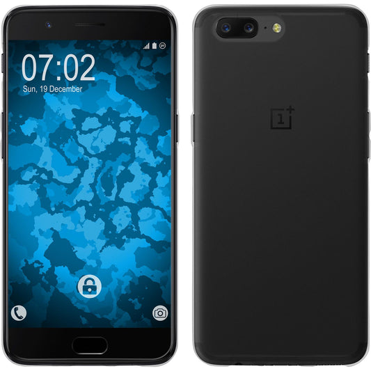 PhoneNatic Case kompatibel mit  OnePlus 5 - Crystal Clear Silikon Hülle transparent + 2 Schutzfolien