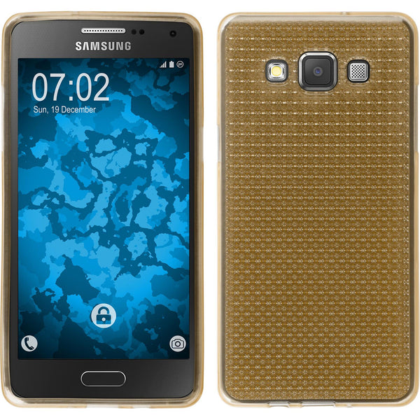 PhoneNatic Case kompatibel mit Samsung Galaxy A5 (A500) - gold Silikon Hülle Iced + 2 Schutzfolien