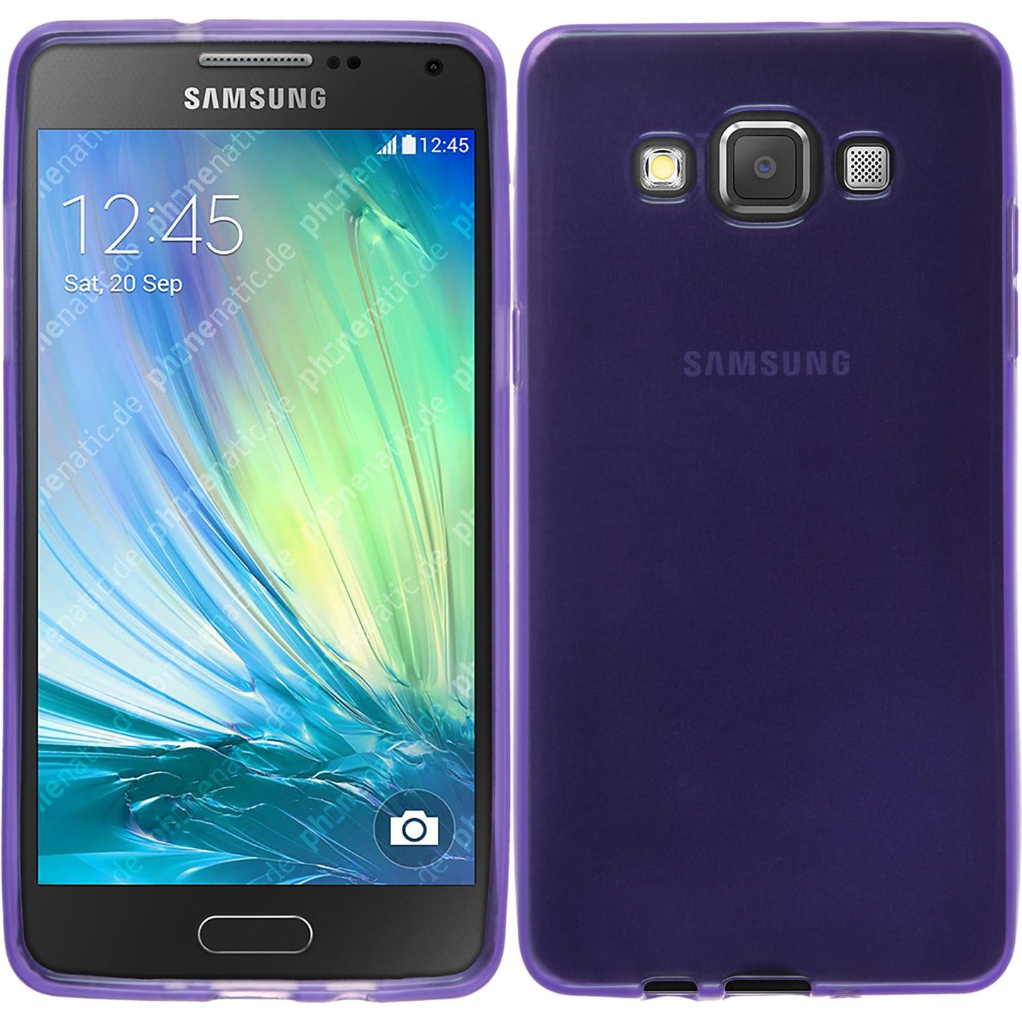 PhoneNatic Case kompatibel mit Samsung Galaxy A5 (A500) - lila Silikon Hülle transparent + 2 Schutzfolien