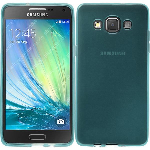 PhoneNatic Case kompatibel mit Samsung Galaxy A5 (A500) - türkis Silikon Hülle transparent + 2 Schutzfolien
