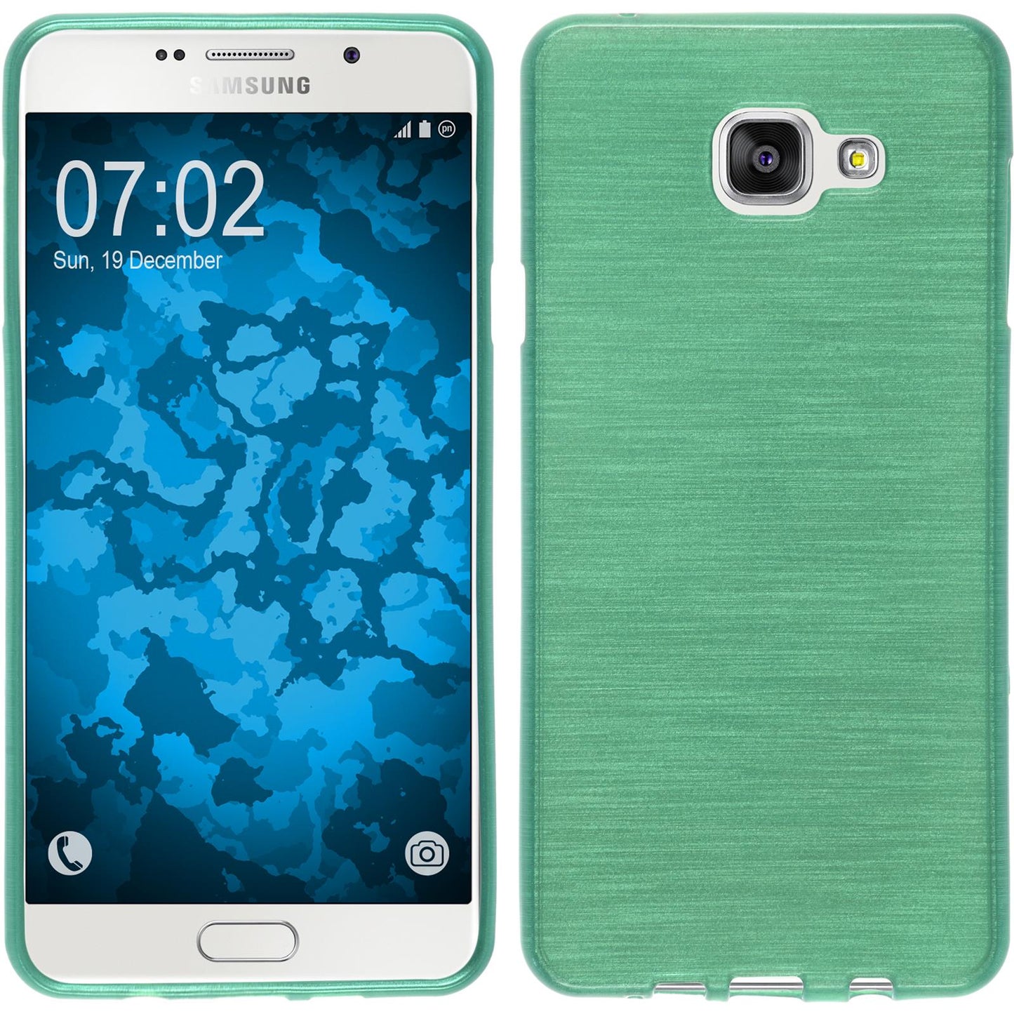 PhoneNatic Case kompatibel mit Samsung Galaxy A7 (2016) A710 - grün Silikon Hülle brushed + 2 Schutzfolien