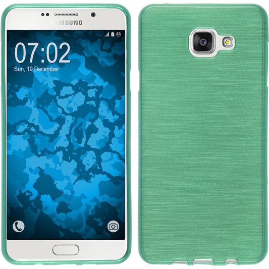 PhoneNatic Case kompatibel mit Samsung Galaxy A7 (2016) A710 - grün Silikon Hülle brushed + 2 Schutzfolien