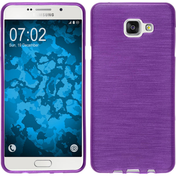 PhoneNatic Case kompatibel mit Samsung Galaxy A7 (2016) A710 - lila Silikon Hülle brushed + 2 Schutzfolien