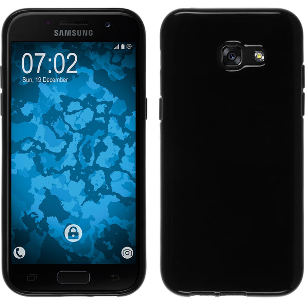 PhoneNatic Case kompatibel mit Samsung Galaxy A7 (2017) - schwarz Silikon Hülle  + 2 Schutzfolien