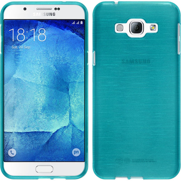 PhoneNatic Case kompatibel mit Samsung Galaxy A8 (2015) - blau Silikon Hülle brushed + 2 Schutzfolien