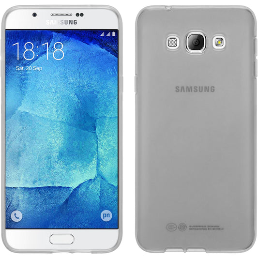 PhoneNatic Case kompatibel mit Samsung Galaxy A8 (2015) - weiß Silikon Hülle transparent + 2 Schutzfolien