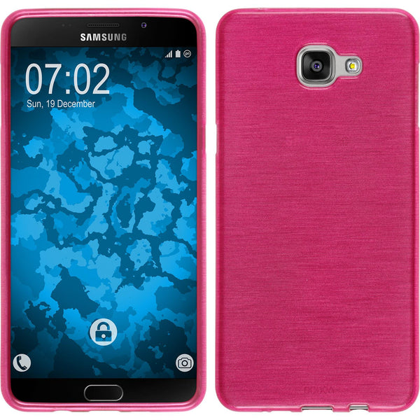 PhoneNatic Case kompatibel mit Samsung Galaxy A9 (2016) - pink Silikon Hülle brushed Cover