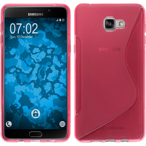 PhoneNatic Case kompatibel mit Samsung Galaxy A9 (2016) - pink Silikon Hülle S-Style Cover