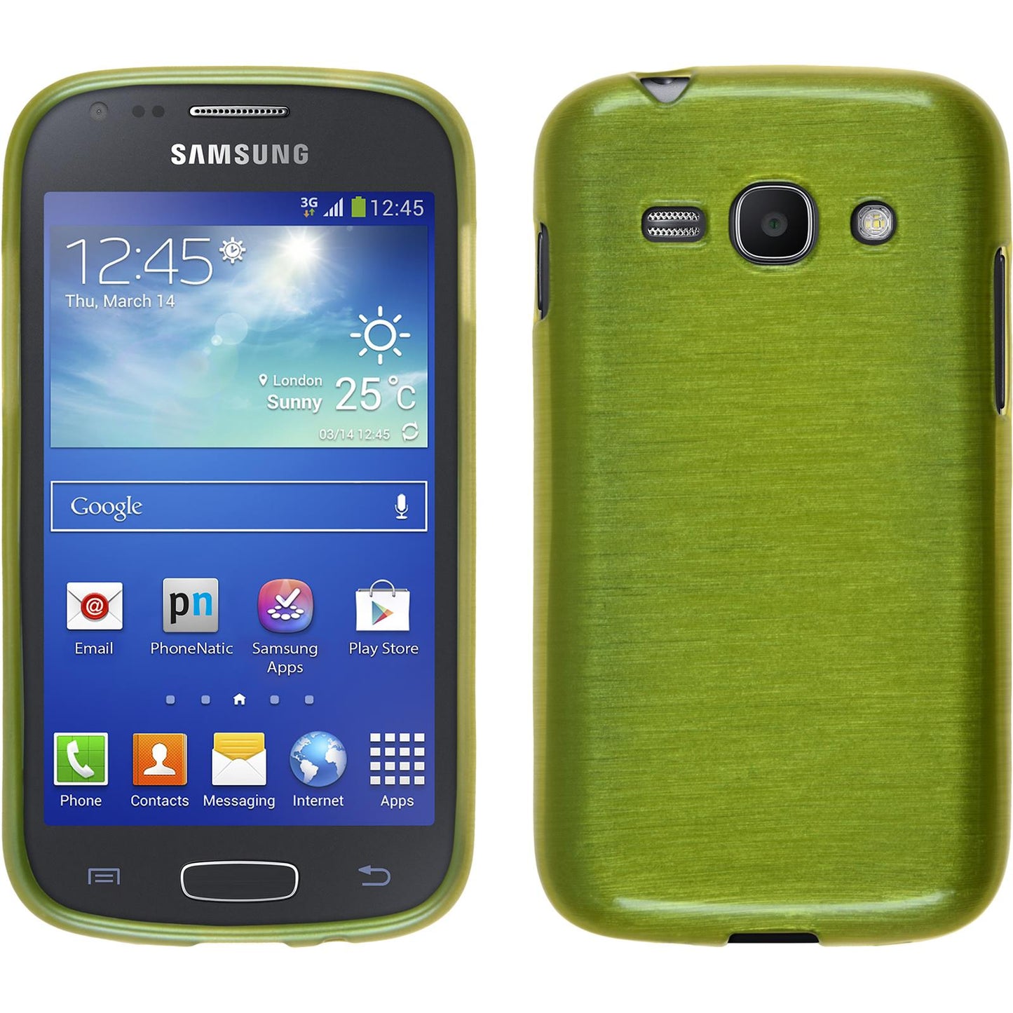 PhoneNatic Case kompatibel mit Samsung Galaxy Ace 3 - pastellgrün Silikon Hülle brushed + 2 Schutzfolien