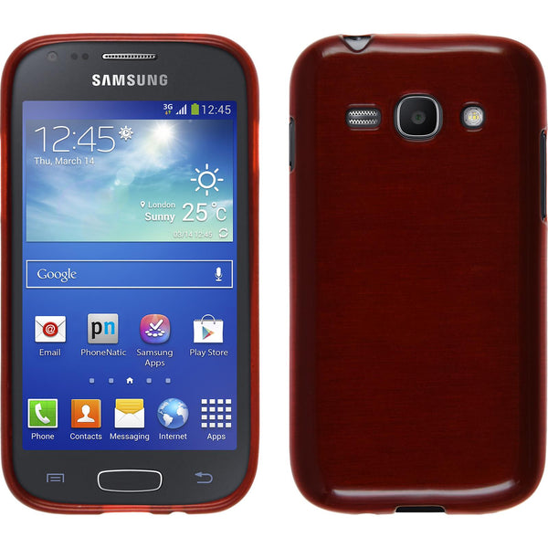 PhoneNatic Case kompatibel mit Samsung Galaxy Ace 3 - rot Silikon Hülle brushed + 2 Schutzfolien