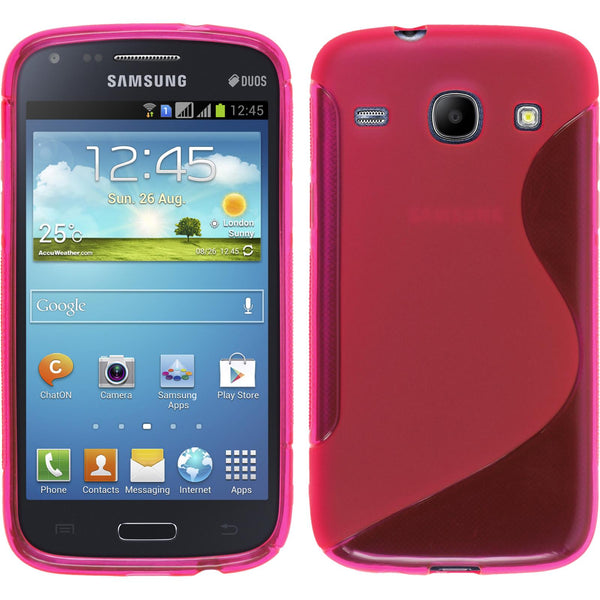 PhoneNatic Case kompatibel mit Samsung Galaxy Core - pink Silikon Hülle S-Style + 2 Schutzfolien