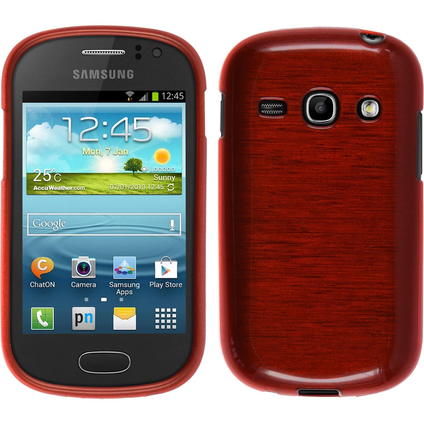 PhoneNatic Case kompatibel mit Samsung Galaxy Fame - rot Silikon Hülle brushed + 2 Schutzfolien