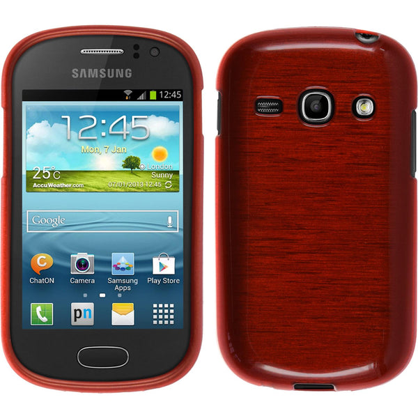 PhoneNatic Case kompatibel mit Samsung Galaxy Fame - rot Silikon Hülle brushed + 2 Schutzfolien