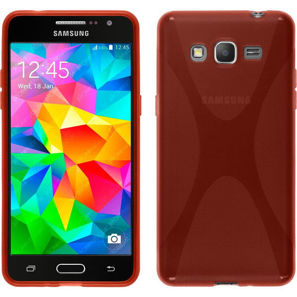 PhoneNatic Case kompatibel mit Samsung Galaxy Grand Prime - rot Silikon Hülle X-Style + 2 Schutzfolien