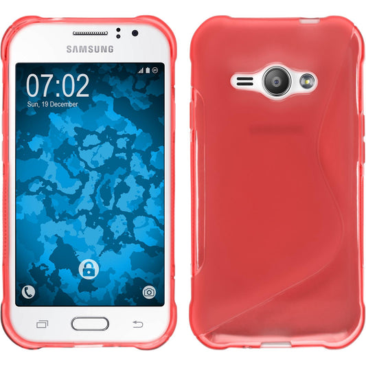 PhoneNatic Case kompatibel mit Samsung Galaxy J1 ACE - rot Silikon Hülle S-Style + 2 Schutzfolien