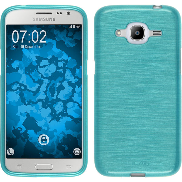 PhoneNatic Case kompatibel mit Samsung Galaxy J2 (2016) (J210) - blau Silikon Hülle brushed Cover