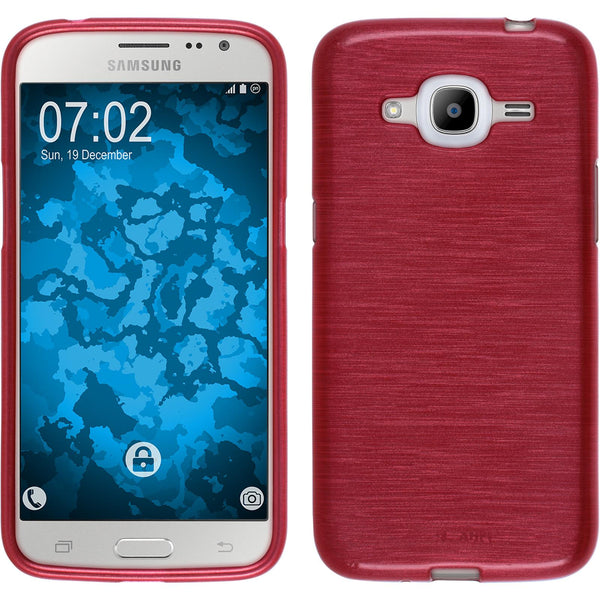 PhoneNatic Case kompatibel mit Samsung Galaxy J2 (2016) (J210) - rot Silikon Hülle brushed Cover