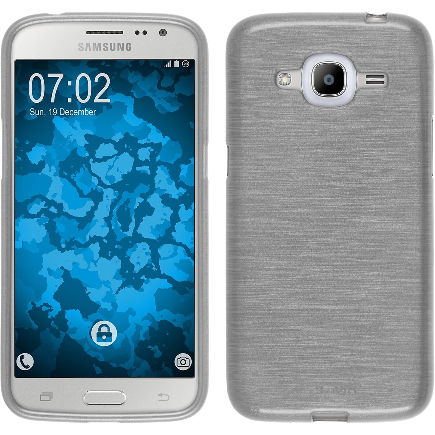 PhoneNatic Case kompatibel mit Samsung Galaxy J2 (2016) (J210) - weiß Silikon Hülle brushed Cover