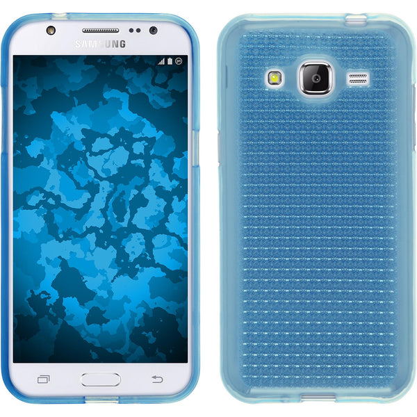 PhoneNatic Case kompatibel mit Samsung Galaxy J2 (2015) - hellblau Silikon Hülle Iced + 2 Schutzfolien