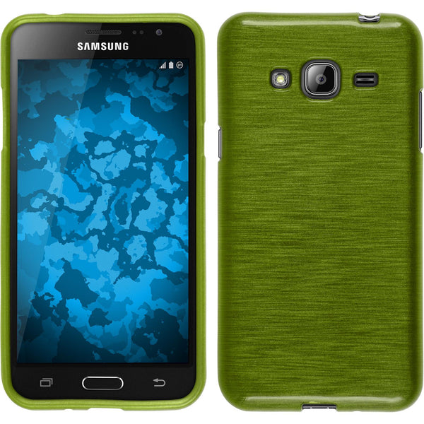 PhoneNatic Case kompatibel mit Samsung Galaxy J3 - pastellgrün Silikon Hülle brushed + 2 Schutzfolien