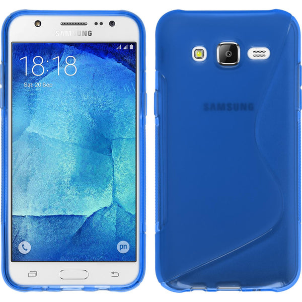 PhoneNatic Case kompatibel mit Samsung Galaxy J7 (2015 / J700) - blau Silikon Hülle S-Style + 2 Schutzfolien