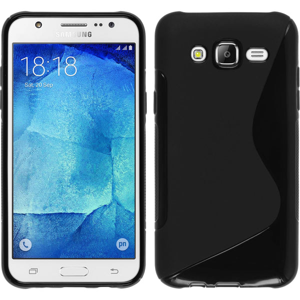 PhoneNatic Case kompatibel mit Samsung Galaxy J7 (2015 / J700) - schwarz Silikon Hülle S-Style + 2 Schutzfolien