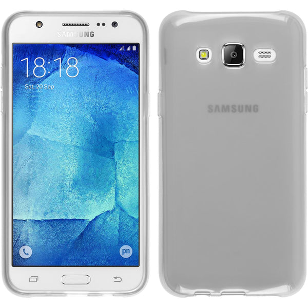 PhoneNatic Case kompatibel mit Samsung Galaxy J7 (2015 / J700) - weiß Silikon Hülle transparent + 2 Schutzfolien