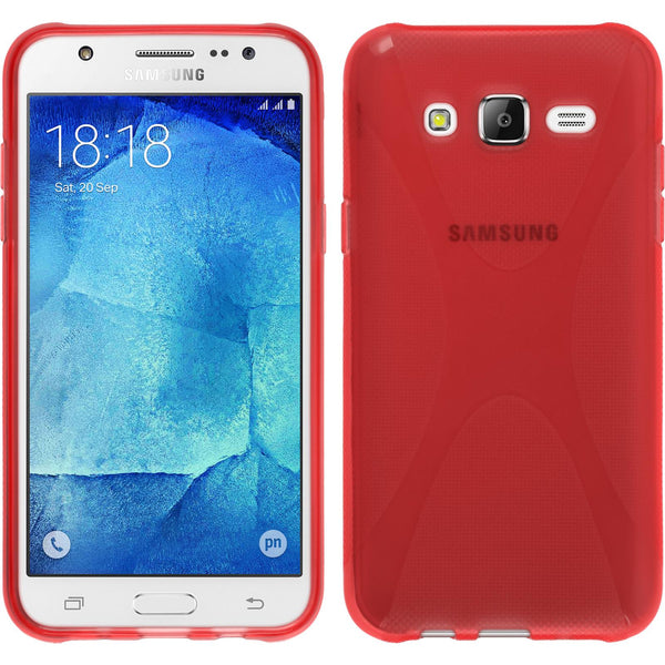 PhoneNatic Case kompatibel mit Samsung Galaxy J7 (2015 / J700) - rot Silikon Hülle X-Style + 2 Schutzfolien