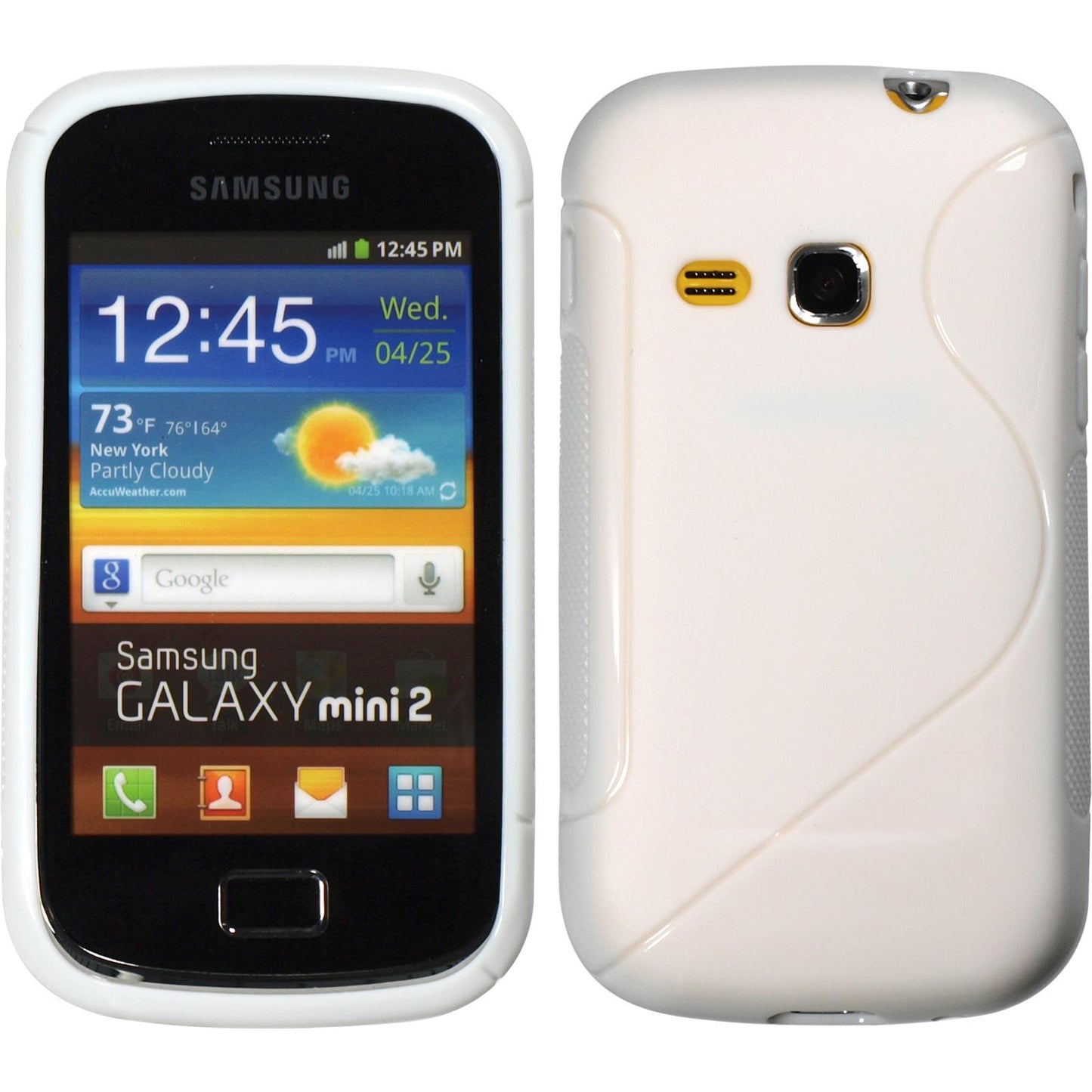 PhoneNatic Case kompatibel mit Samsung Galaxy Mini 2 - weiß Silikon Hülle S-Style + 2 Schutzfolien