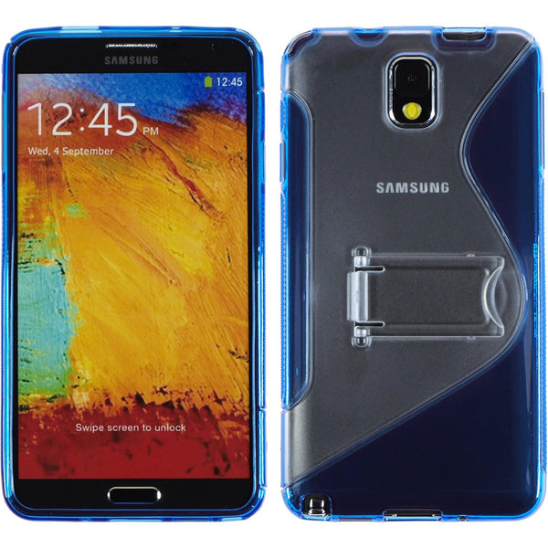 PhoneNatic Case kompatibel mit Samsung Galaxy Note 3 - blau Silikon Hülle Aufstellbar + 2 Schutzfolien