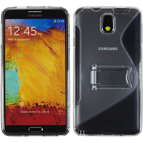 PhoneNatic Case kompatibel mit Samsung Galaxy Note 3 - grau Silikon Hülle Aufstellbar + 2 Schutzfolien
