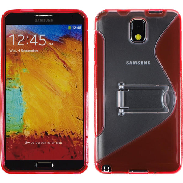 PhoneNatic Case kompatibel mit Samsung Galaxy Note 3 - rot Silikon Hülle Aufstellbar + 2 Schutzfolien