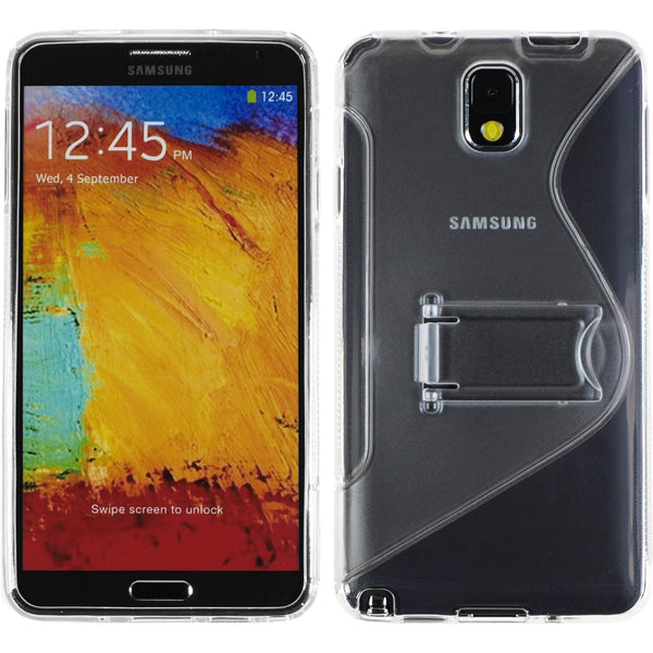 PhoneNatic Case kompatibel mit Samsung Galaxy Note 3 - clear Silikon Hülle Aufstellbar + 2 Schutzfolien