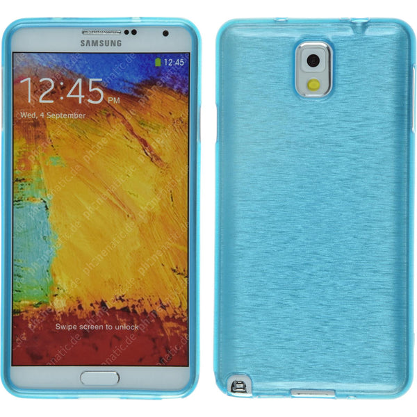 PhoneNatic Case kompatibel mit Samsung Galaxy Note 3 - blau Silikon Hülle brushed + 2 Schutzfolien
