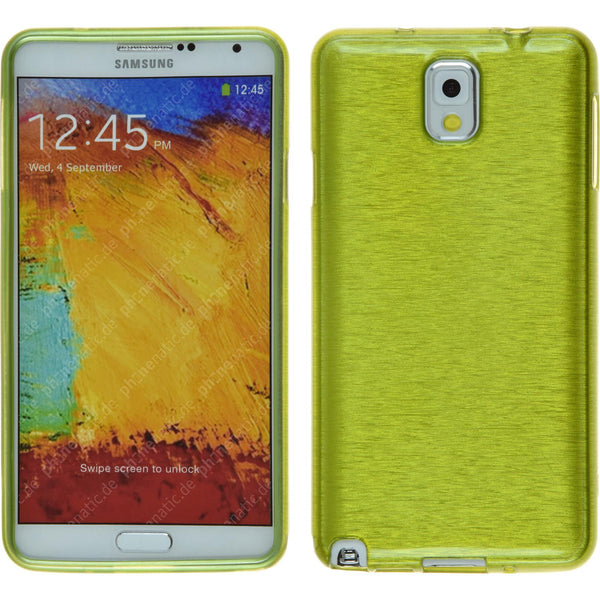 PhoneNatic Case kompatibel mit Samsung Galaxy Note 3 - pastellgrün Silikon Hülle brushed + 2 Schutzfolien