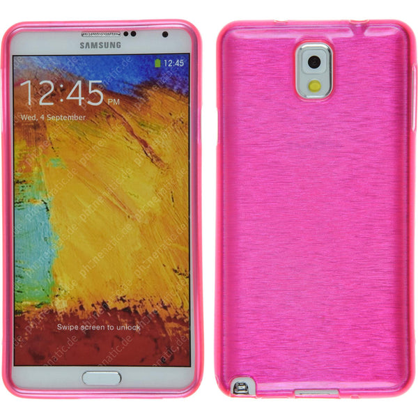 PhoneNatic Case kompatibel mit Samsung Galaxy Note 3 - pink Silikon Hülle brushed + 2 Schutzfolien