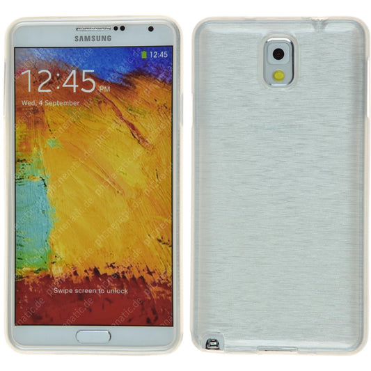 PhoneNatic Case kompatibel mit Samsung Galaxy Note 3 - weiﬂ Silikon Hülle brushed + 2 Schutzfolien