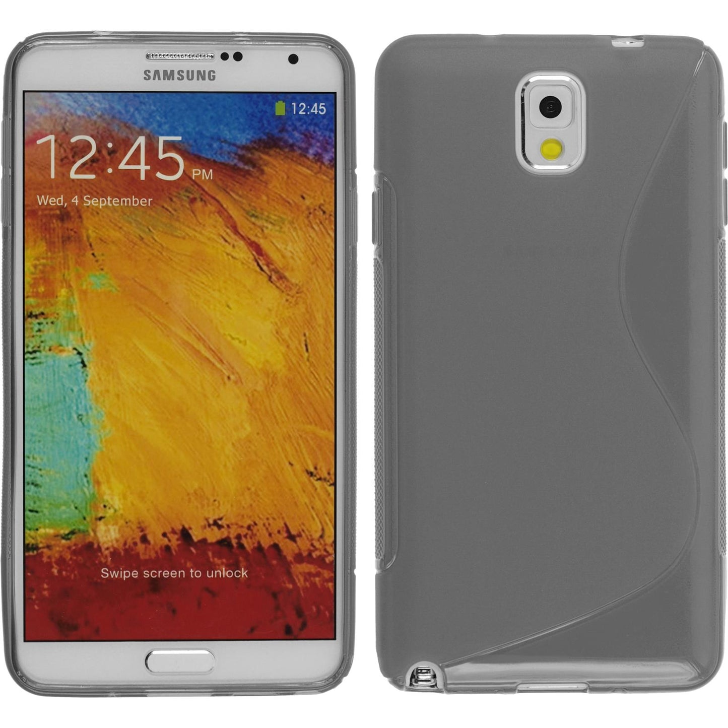 PhoneNatic Case kompatibel mit Samsung Galaxy Note 3 - grau Silikon Hülle S-Style + 2 Schutzfolien